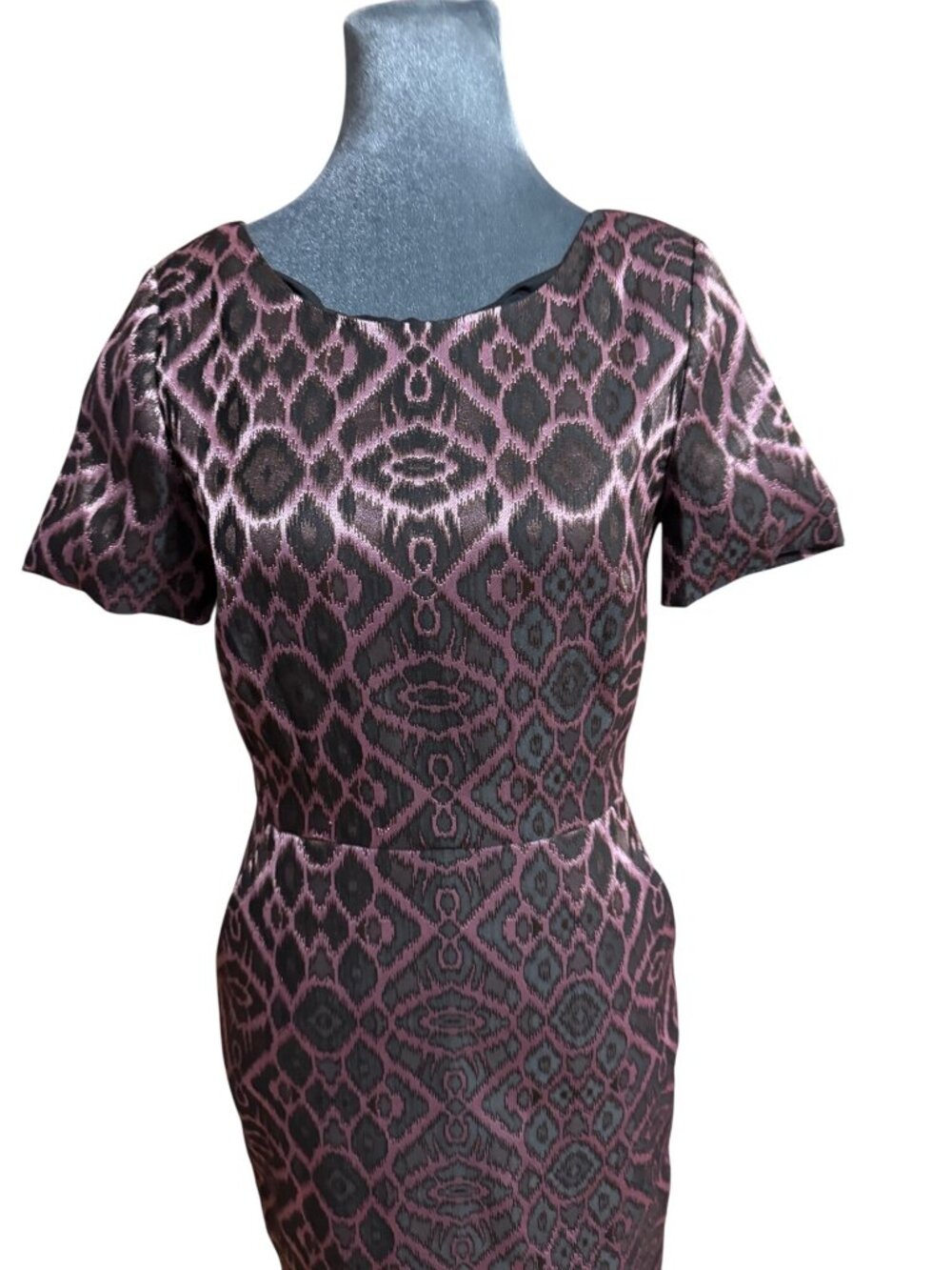 Mackage Womens Black & Pink Jacquard Short-Sleeve Mini Dress Size S - Picture 2 of 8